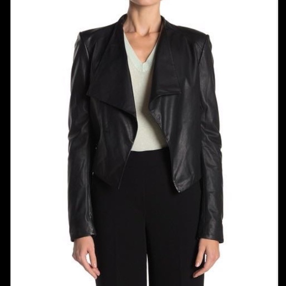 Theory Jackets & Blazers - Theory Draped Crossover Lambskin Leather Jacket